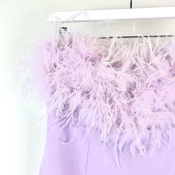 L'atiste by Amy Lilac Strapless Feather Midi Dress - Picture 4 of 8